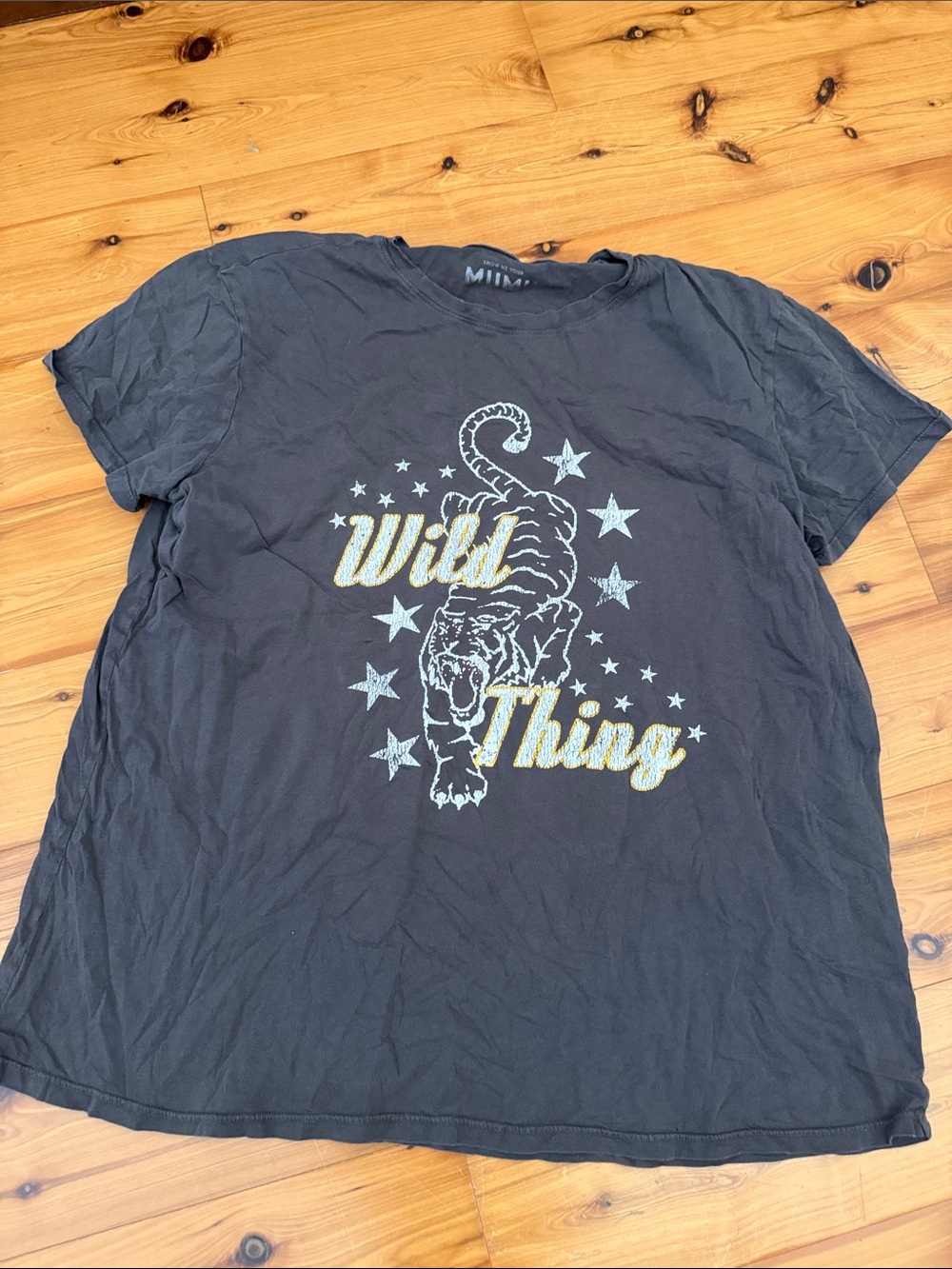 Show me your mumu wild Thing Tiger Graphic Tee - Black with Gold & White Print